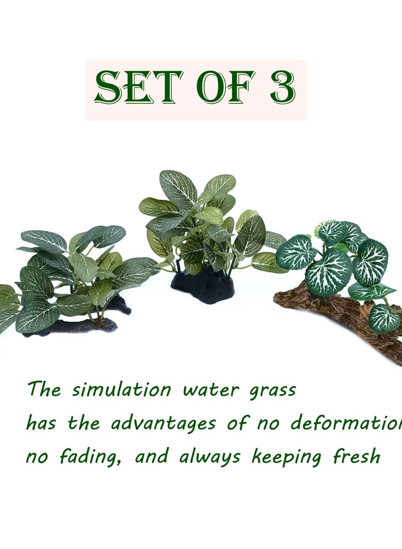 Zikra Artificial Fish Tank Decorative Plants, 3 Pieces Artificial Water Tortoise Tank Aquarium Plants Resin Sinking Wood Landscape Decorations - Image 3