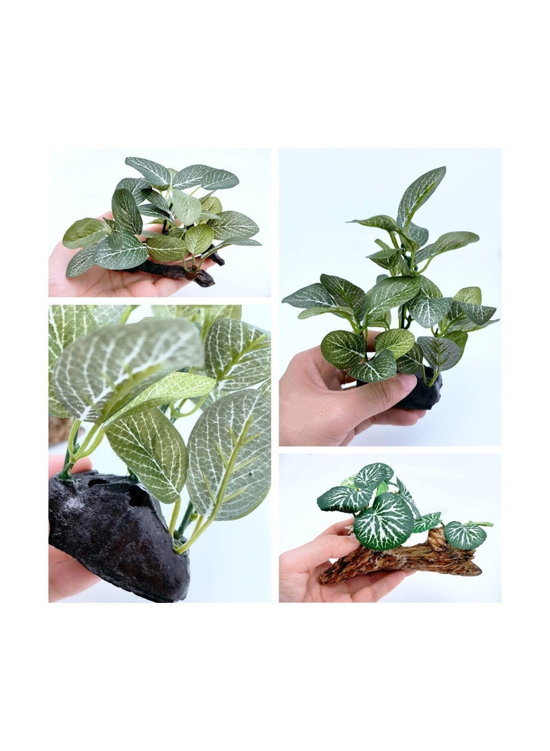 Zikra Artificial Fish Tank Decorative Plants, 3 Pieces Artificial Water Tortoise Tank Aquarium Plants Resin Sinking Wood Landscape Decorations - Image 2