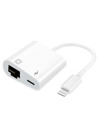Lightning to Ethernet Adapter 2 in 1 RJ45 Ethernet LAN Network Adapter with Charge Port Compatible with iPhone/iPad/iPod Plug and Play Supports 100Mbps Ethernet Network White - pzsku/ZB015E70B6C82F312E55AZ/45/_/1705043042/a2cb055c-087e-4759-8a5f-8e038e038edb