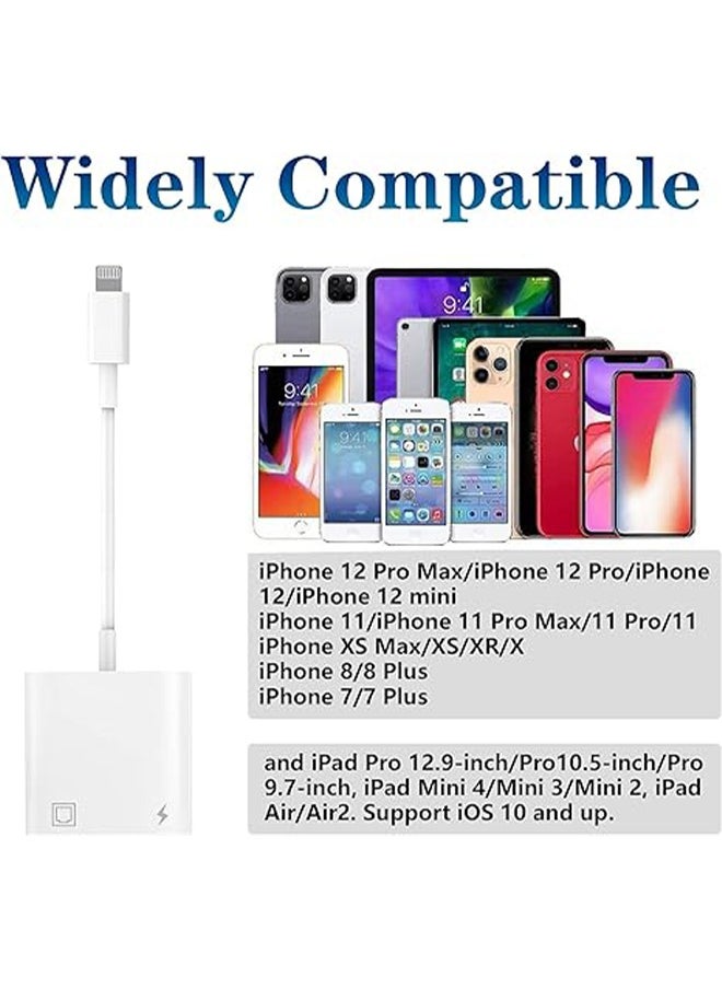 AOLION - Lightning to Ethernet Adapter 2 in 1 RJ45 Ethernet LAN Network Adapter with Charge Port Compatible with iPhone/iPad/iPod Plug and Play Supports 100Mbps Ethernet Network White - Image 1