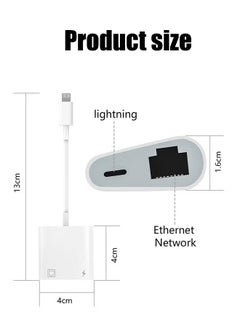 Lightning to Ethernet Adapter 2 in 1 RJ45 Ethernet LAN Network Adapter with Charge Port Compatible with iPhone/iPad/iPod Plug and Play Supports 100Mbps Ethernet Network White - pzsku/ZB015E70B6C82F312E55AZ/45/_/1705043044/17a3b66c-d2fb-4024-b0db-2cecbdb46bfa