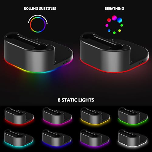 KAFRI Charging Dock for Meta/Oculus Quest 3/3s/2 Headset, VR Accessories Charger Station with RGB Light, Display Stand and 2 USB C Charger for Head Strap or Other Devices, Gamer Gift for Men Boyfriend - Image 5