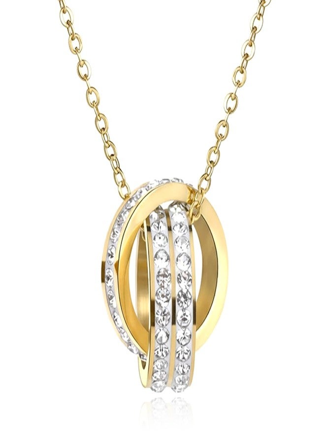 Peora Cubic Zirconia Studded Gold Plated Fancy Pendant Chain Necklace Fashion Jewellery for Women - Image 1