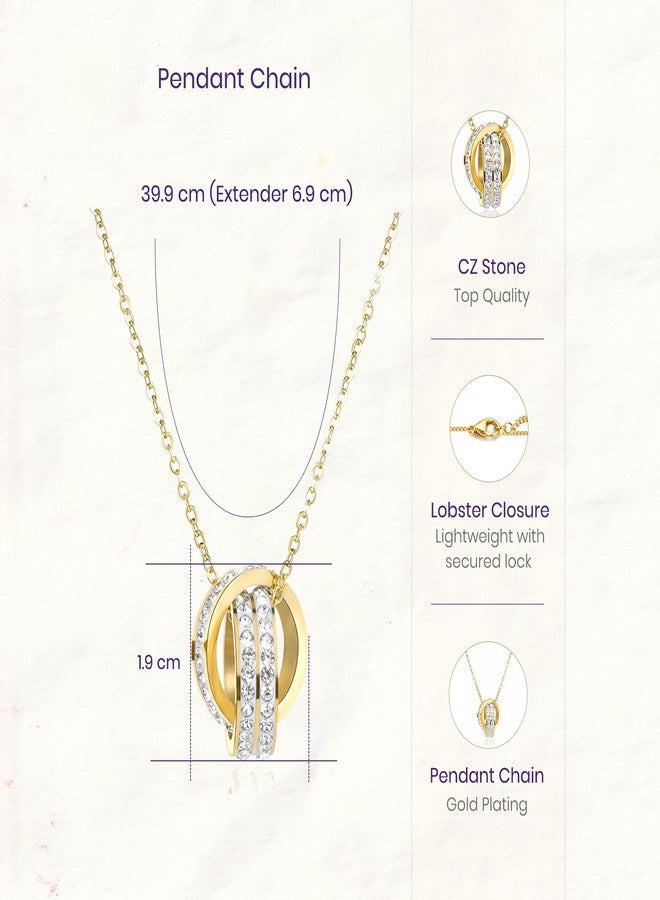 Peora Cubic Zirconia Studded Gold Plated Fancy Pendant Chain Necklace Fashion Jewellery for Women - Image 4