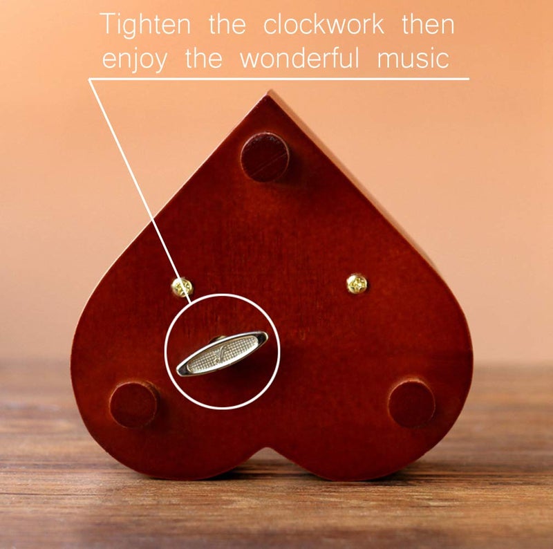 Sooharic Wooden Music Box You are My Sunshine, Heart-Shaped Wind Up Clockwork Mechanism Musical Gifts for Kids - Image 3