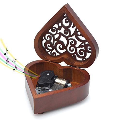 Sooharic Wooden Music Box You are My Sunshine, Heart-Shaped Wind Up Clockwork Mechanism Musical Gifts for Kids - Image 1