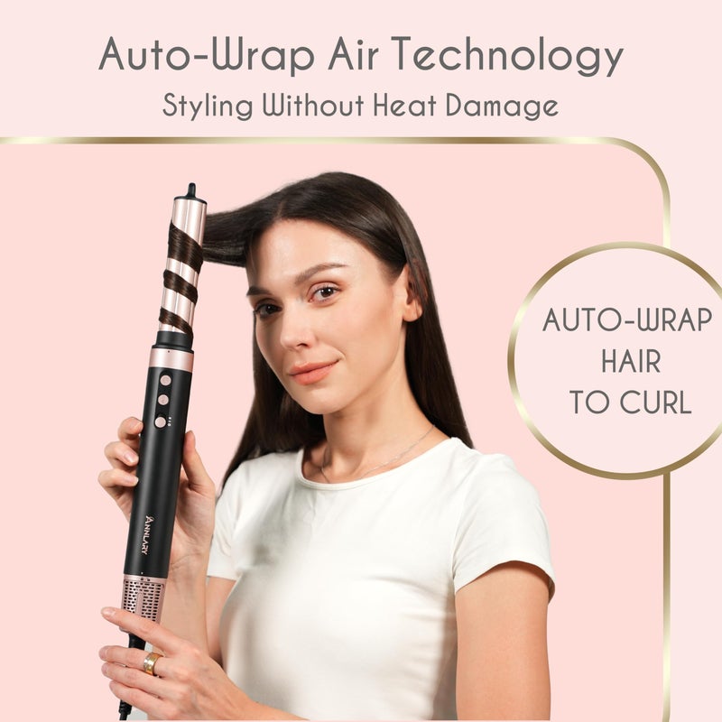 Annlary 5 in 1 Ionic Hot Air Styler, 1400W Powerful Hair Dryer Brush, Auto-Wrap Curlers, Paddle Brush for Fast Drying, Volumizing with Travel & Storage Bag - Image 3