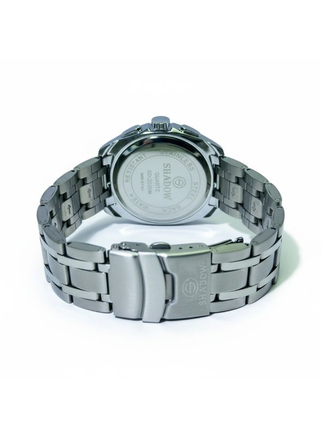 شادو SHADOW Velocity SD2505M Men’s Chronograph Watch Stainless Steel Silver Strap White Dial Quartz Analog Water Resistant - Image 3