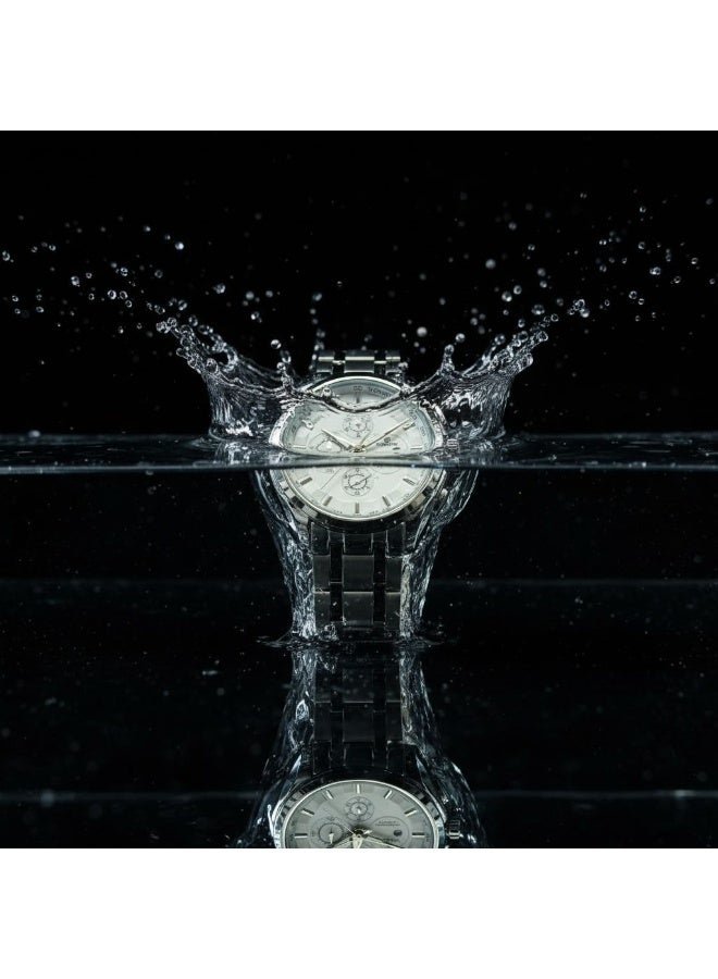 شادو SHADOW Velocity SD2505M Men’s Chronograph Watch Stainless Steel Silver Strap White Dial Quartz Analog Water Resistant - Image 5