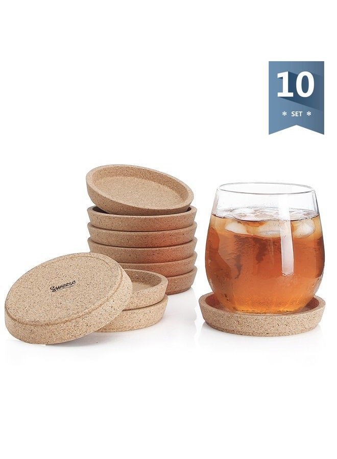 Sweese 3405 Cork Coasters - 4 Inches Perfect for Most Kind of Mugs - Protect Your Table from a Liquid Ring - Set of 10 - Image 2
