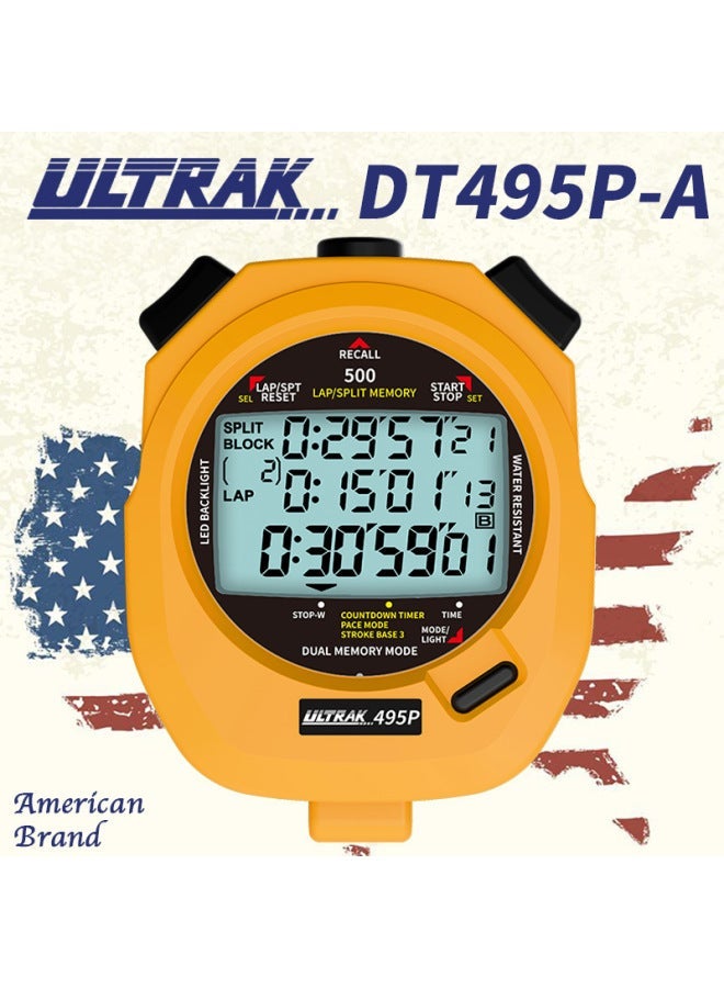 Generic Electronic Stopwatch DT495P Dinger ULTRAK Osek 500 Channel 3 Row Display Timer Track And Field Training-Display Accuracy:Vitality Yellow  - Image 4