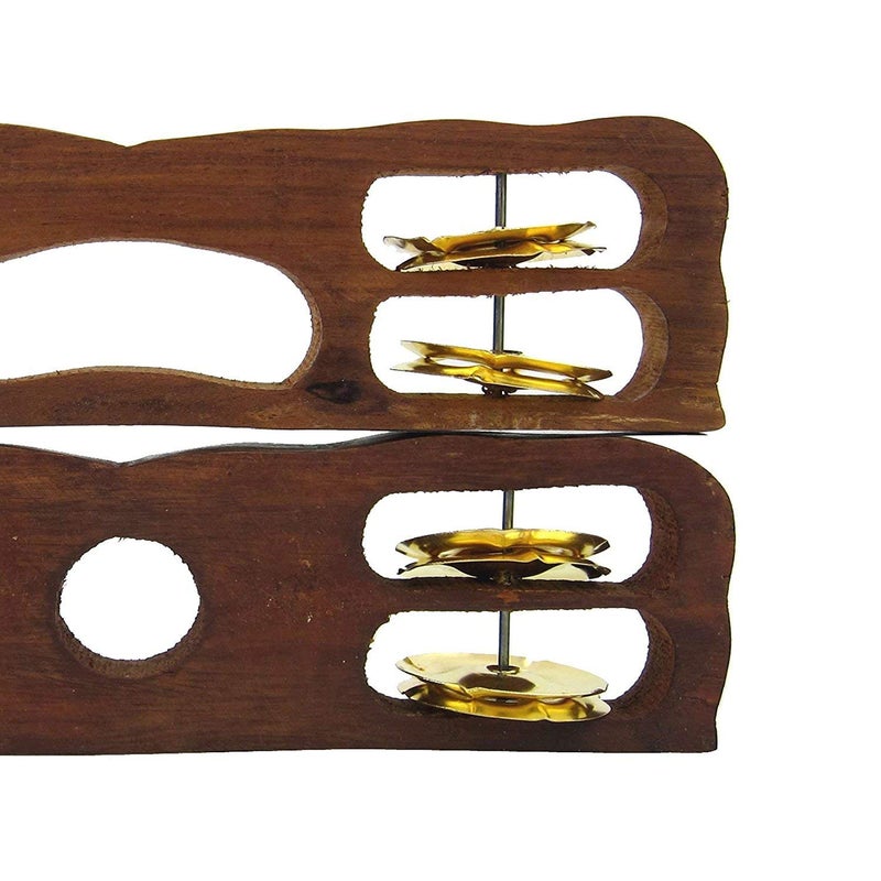 SALABLEZ ® Wooden Kartal Pair -Indian Musical Instrument Hand-Cymbals | Classical Music Art Instrument Bhakti, Kirtan, Gammat, Nratya, Old Age Instrument (1 Pair) - Image 2