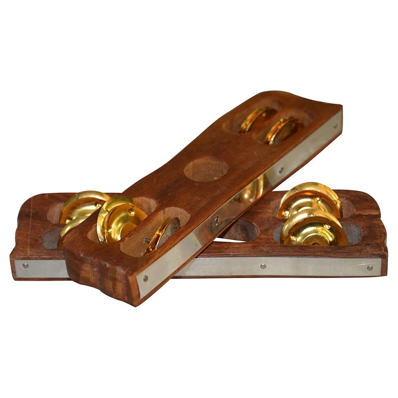 SALABLEZ ® Wooden Kartal Pair -Indian Musical Instrument Hand-Cymbals | Classical Music Art Instrument Bhakti, Kirtan, Gammat, Nratya, Old Age Instrument (1 Pair) - Image 4