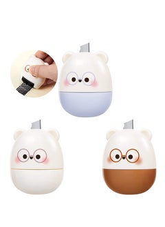 KASTWAVE Identity Protection Roller Stamp 2 in 1 Wide Advanced Roller with Retractable Box Opener Cute Shape Bear Identity Theft Protection Stamp Refillable Ink Private Information Roller 3 Pieces  - Image 1