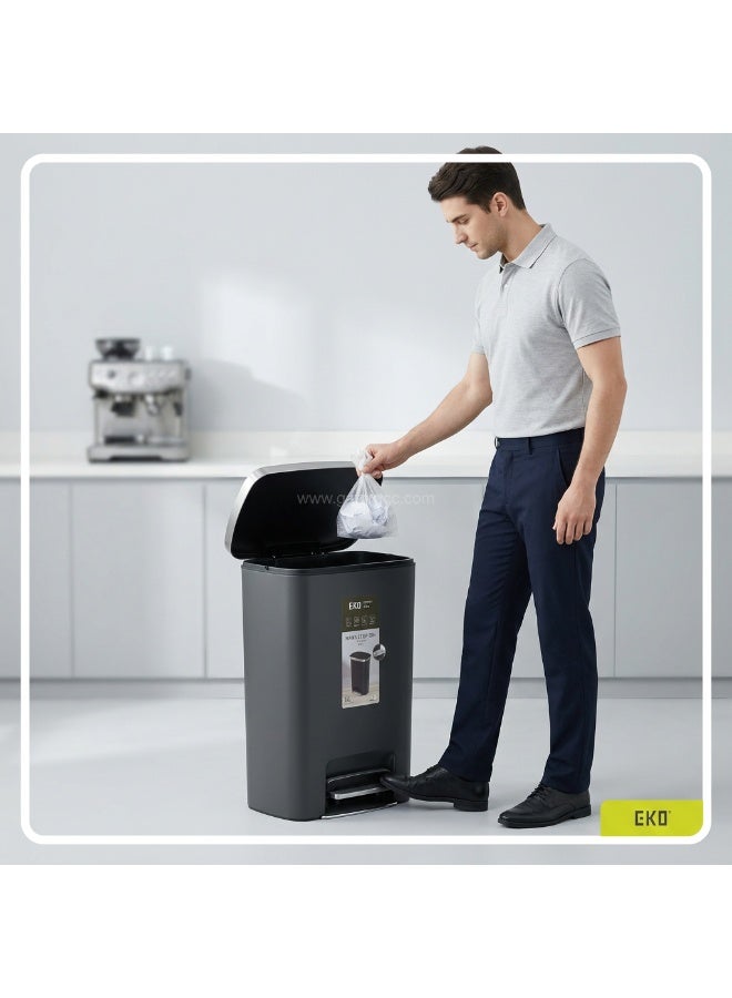 EKO Hana Step Bin K-50 | Hands-Free Pedal Waste Bin | Soft Close Lid | Stainless Steel Rim | 50L | Black - Image 4