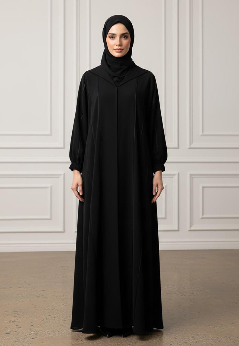 NUKHBAA Hooded Panel Abaya | Nida Fabric-931 - Image 1