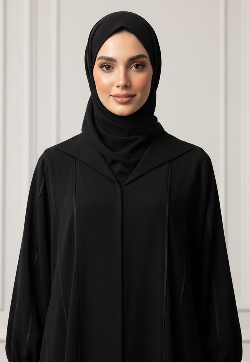 NUKHBAA Hooded Panel Abaya | Nida Fabric-931 - Image 2