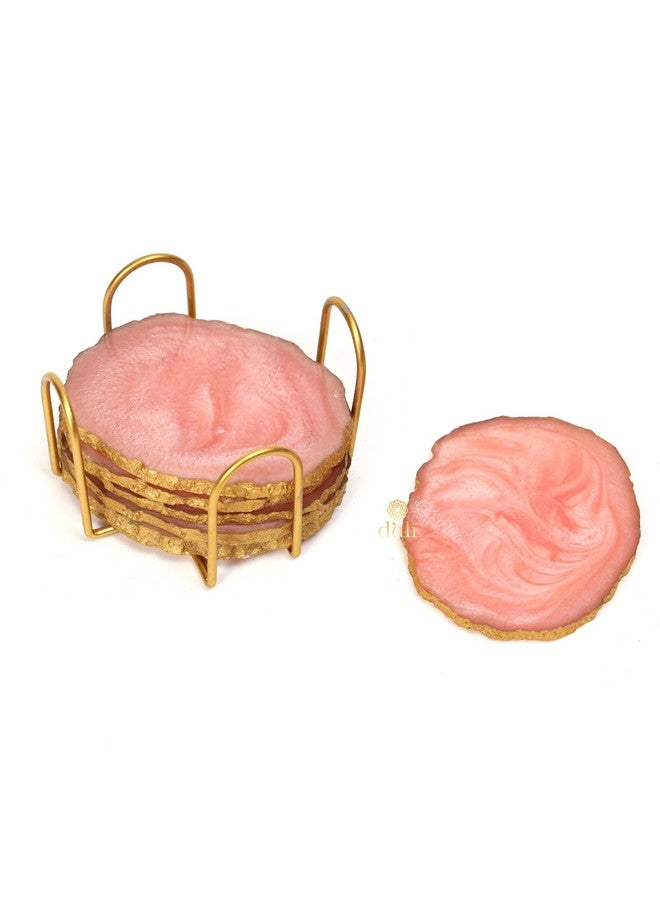 DULI مجموعة دُولي من الأكواب الراتنجية 6 مع حامل - أكواب نبيذ للبار للطاولة - مجموعة من 6 أكواب رخامية أنيقة وعصرية مصنوعة يدويًا مع حامل (أكواب راتنجية مع حامل: وردي) - Image 3