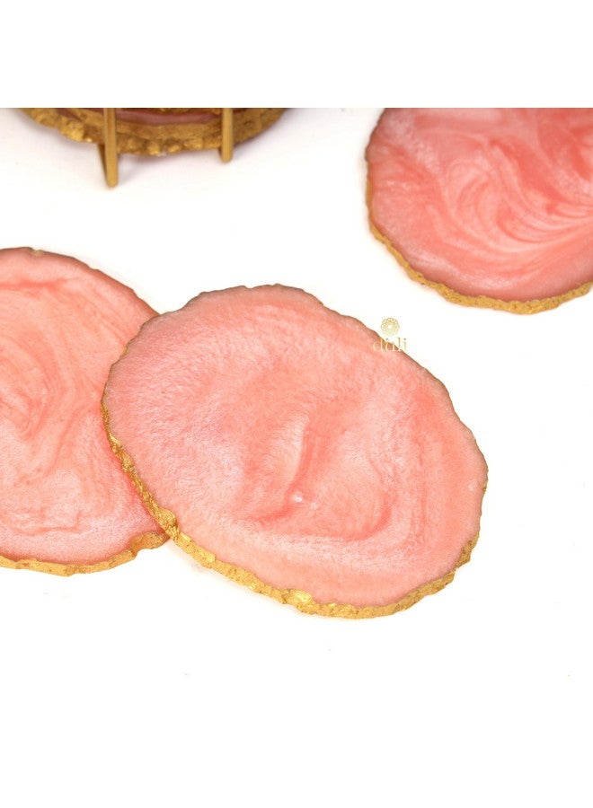 DULI مجموعة دُولي من الأكواب الراتنجية 6 مع حامل - أكواب نبيذ للبار للطاولة - مجموعة من 6 أكواب رخامية أنيقة وعصرية مصنوعة يدويًا مع حامل (أكواب راتنجية مع حامل: وردي) - Image 5