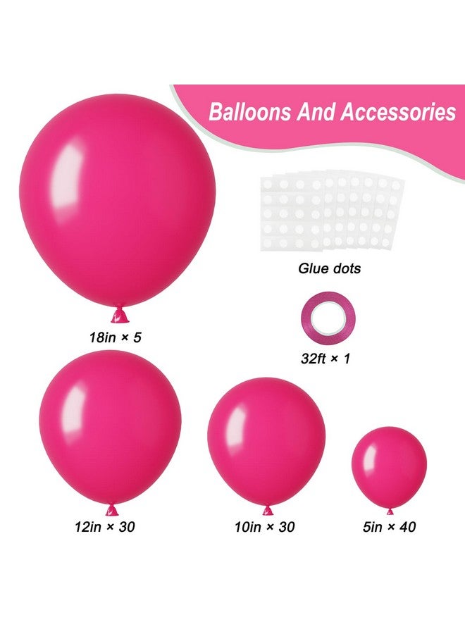 RUBFAC Hot Pink Balloons Different Sizes 105pcs 5/10/12/18 Inch for Garland Arch, Latex Party Balloons for Wedding Birthday Baby Shower Anniversary Valentine's Day Princess Theme Party Decoration - Image 2