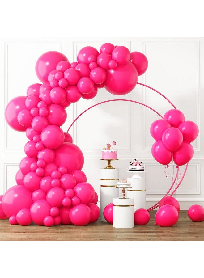 RUBFAC Hot Pink Balloons Different Sizes 105pcs 5/10/12/18 Inch for Garland Arch, Latex Party Balloons for Wedding Birthday Baby Shower Anniversary Valentine's Day Princess Theme Party Decoration - Image 1