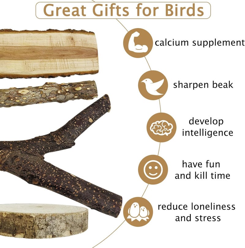 kathson Natural Bird Perches Wood Bird Flat Perch Parrot Swing Parakeet Platform Chew Toys Paw Grinding Stick Cage Accessories Exercise Toy for Cockatiels Budgies Lovebirds Conures Finches - Image 3