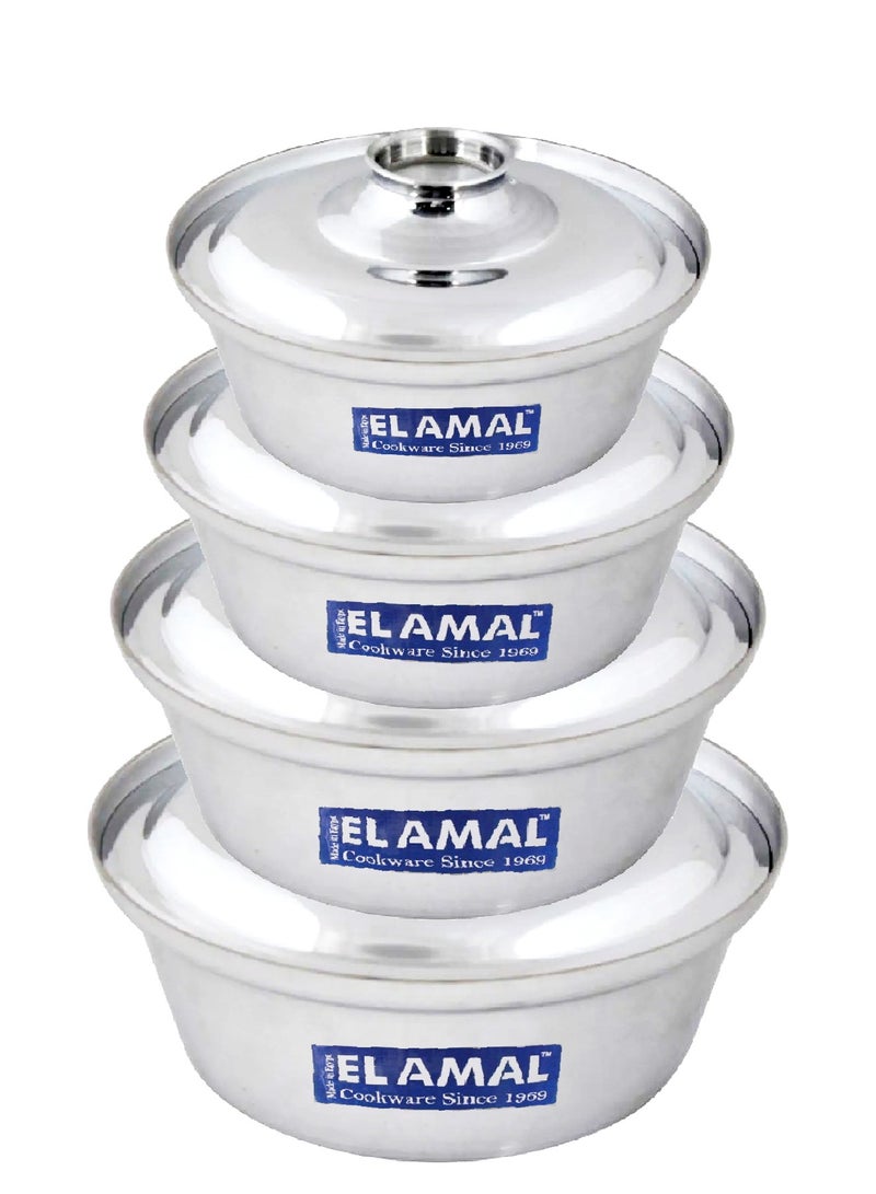ELAMAL طقم قدور الالمنيوم مخروطي مكون من 4 حلل صناعة مصرية مقاس 16 سم / 18 سم / 20 سم / 22 سم - Image 1