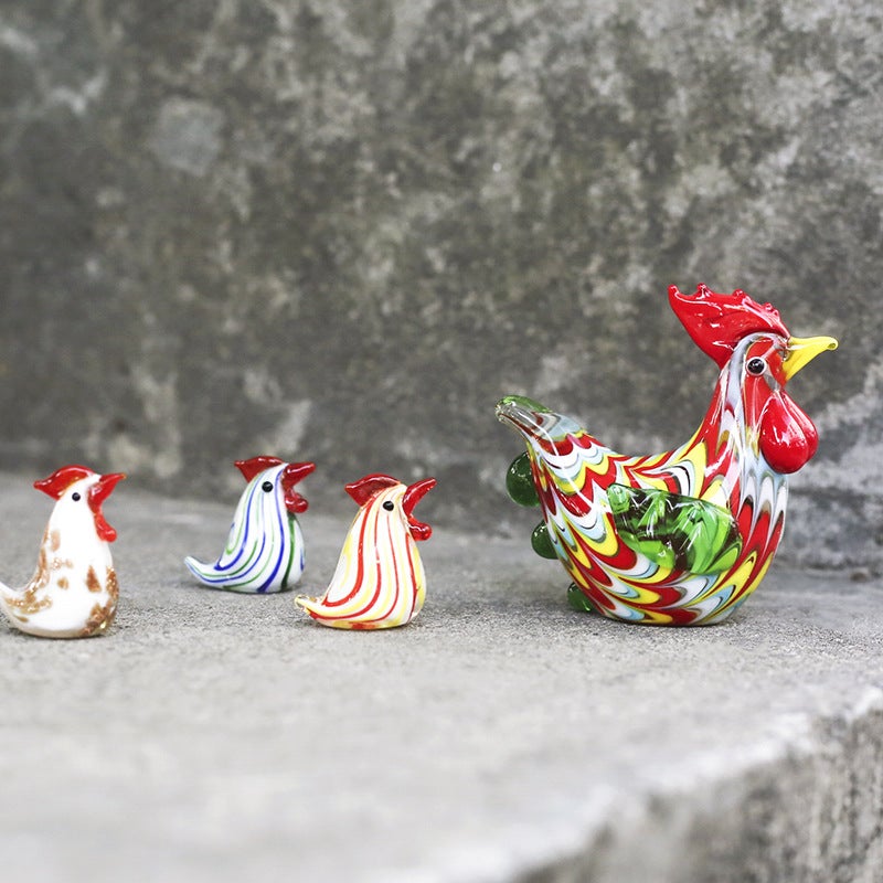 Japanese Style Creative Chicken Rooster Glass Beads Color Animal Ornaments Living Room Ornaments Home Chinese Style Home Ornaments - Image 5
