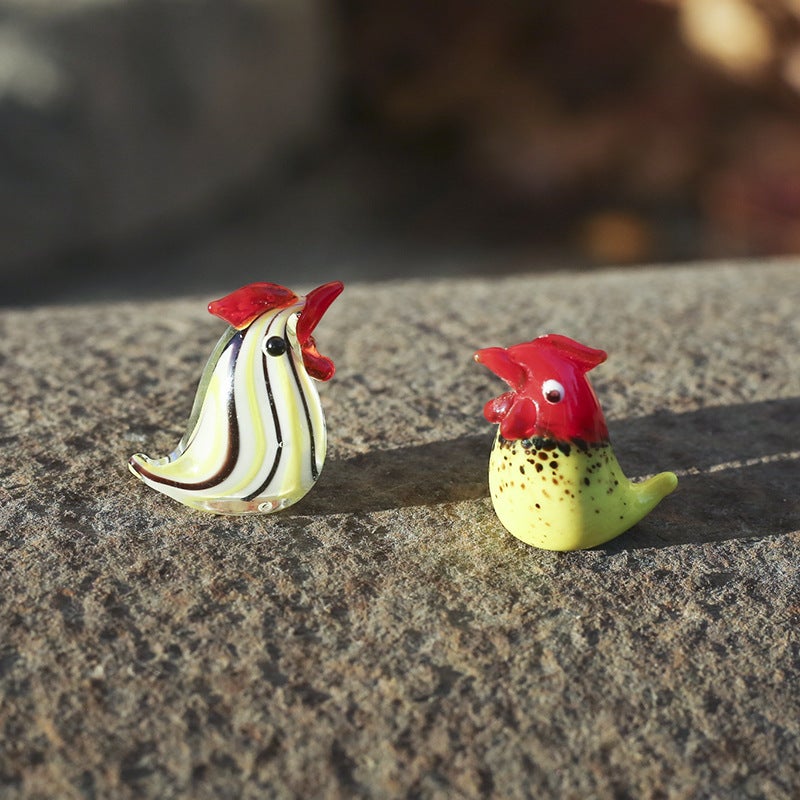 Japanese Style Creative Chicken Rooster Glass Beads Color Animal Ornaments Living Room Ornaments Home Chinese Style Home Ornaments - Image 3
