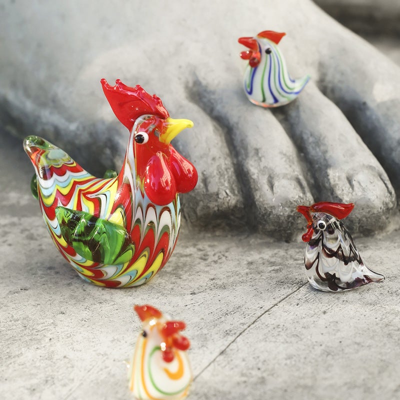 Japanese Style Creative Chicken Rooster Glass Beads Color Animal Ornaments Living Room Ornaments Home Chinese Style Home Ornaments - Image 4