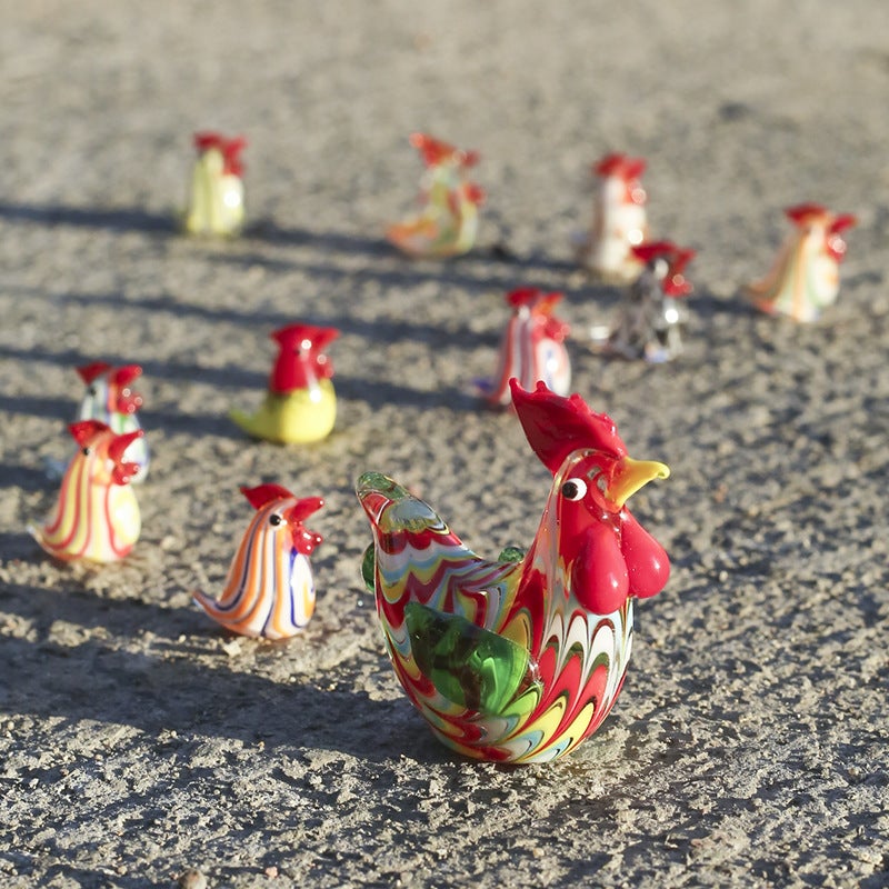 Japanese Style Creative Chicken Rooster Glass Beads Color Animal Ornaments Living Room Ornaments Home Chinese Style Home Ornaments - Image 2