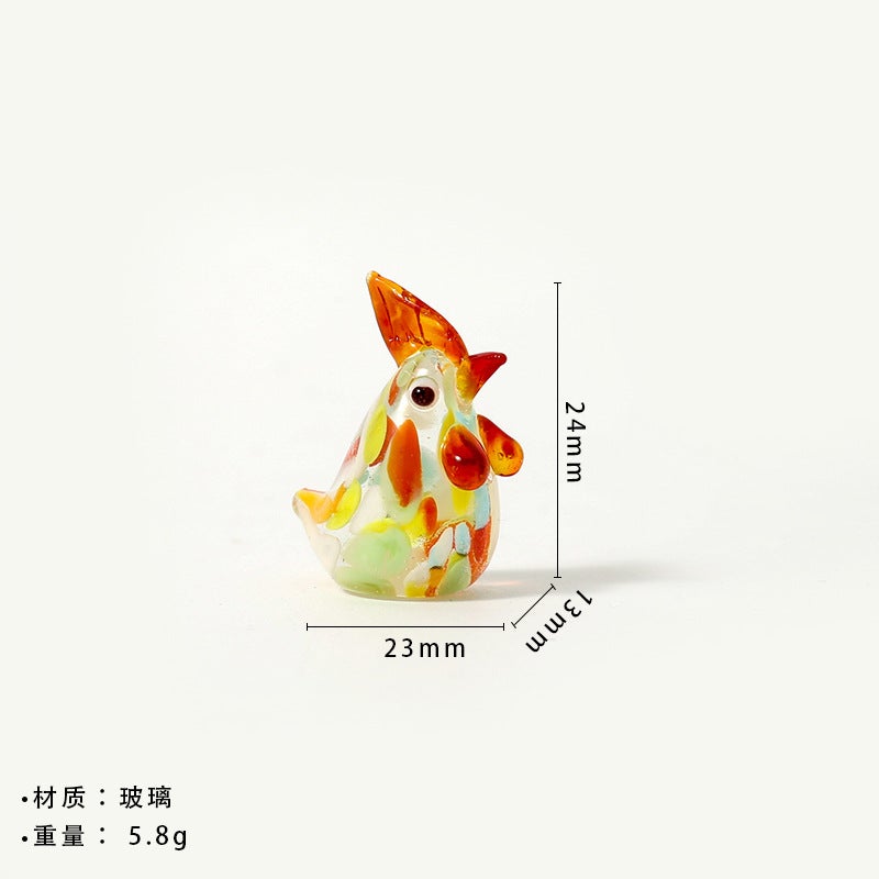 Japanese Style Creative Chicken Rooster Glass Beads Color Animal Ornaments Living Room Ornaments Home Chinese Style Home Ornaments - Image 1
