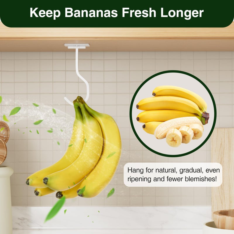 bussdis Banana Hook Under Cabinet: Foldable Banana Hanger Adhesive, Hanging Banana Holder, Stick On, Premium Material, Can Hold 20 Bananas, White - Image 5