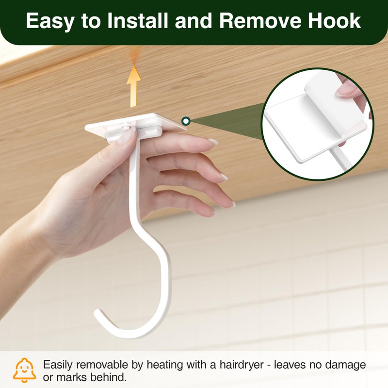 bussdis Banana Hook Under Cabinet: Foldable Banana Hanger Adhesive, Hanging Banana Holder, Stick On, Premium Material, Can Hold 20 Bananas, White - Image 4