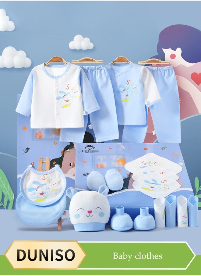 DUNISO 18 Pcs Newborn baby gift set, high end cotton baby clothing, equipped with clothes and baby supplies, comfortable and breathable, available all year round, suitable for babies up to 66cm in height  - Image 1