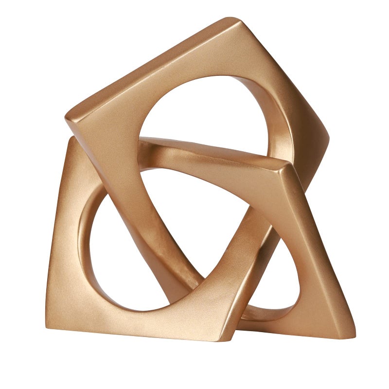 Modern geometric cube gold knot decorations modern home gold decorative statues gold home bookcase centerpieces for tabletop decor console entryway dining table centerpieces with gold knots