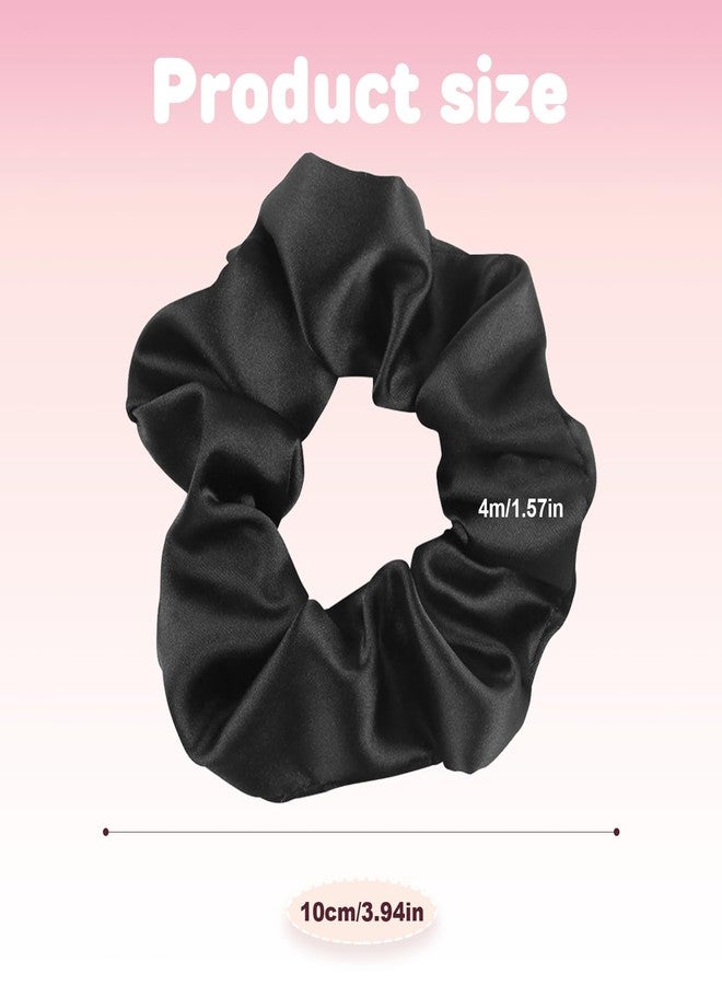 sunshinemall Satin Scrunchies for Women, 5 PCS Black Silky Hair Ties for Hair Sleep - No Crease Hair Ties - Frizz-Free, Gentle Elastic Hair Bands for Thick & Thin Hair - Image 2