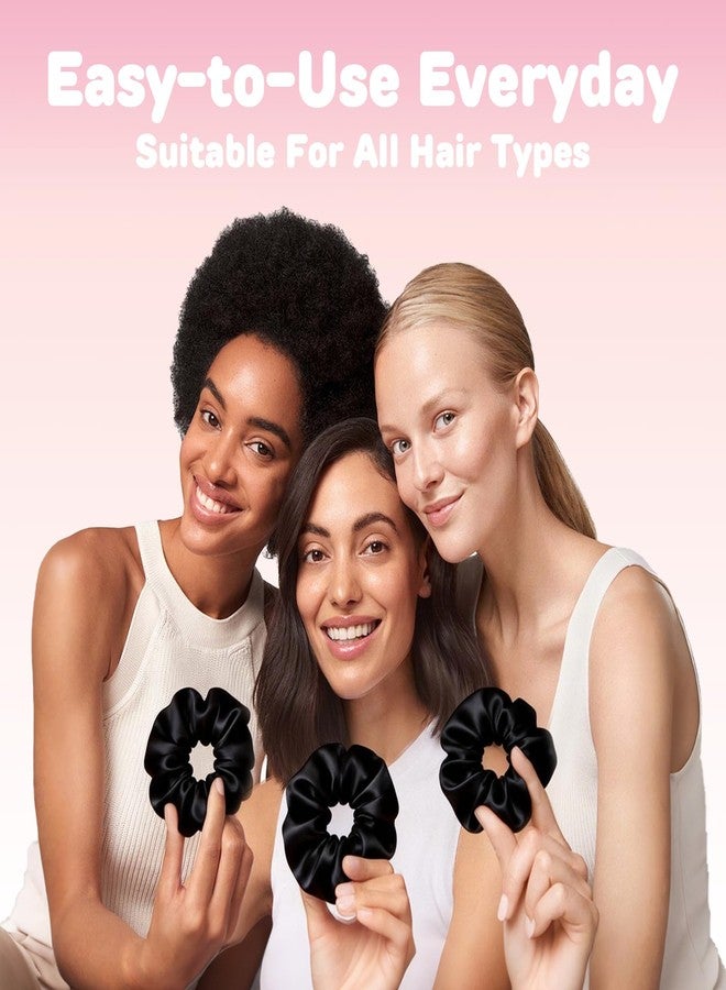 sunshinemall Satin Scrunchies for Women, 5 PCS Black Silky Hair Ties for Hair Sleep - No Crease Hair Ties - Frizz-Free, Gentle Elastic Hair Bands for Thick & Thin Hair - Image 3