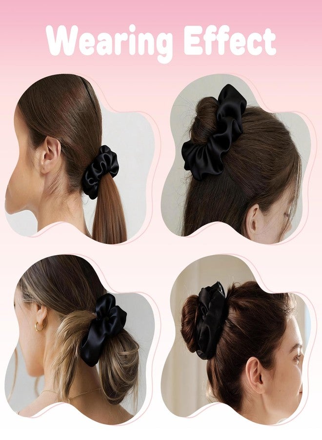 sunshinemall Satin Scrunchies for Women, 5 PCS Black Silky Hair Ties for Hair Sleep - No Crease Hair Ties - Frizz-Free, Gentle Elastic Hair Bands for Thick & Thin Hair - Image 5