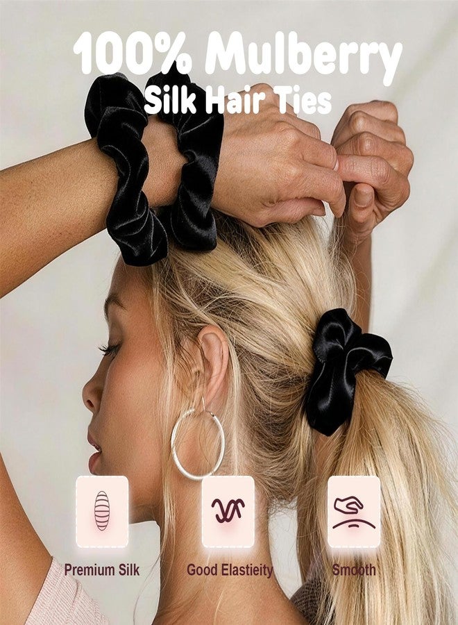 sunshinemall Satin Scrunchies for Women, 5 PCS Black Silky Hair Ties for Hair Sleep - No Crease Hair Ties - Frizz-Free, Gentle Elastic Hair Bands for Thick & Thin Hair - Image 4
