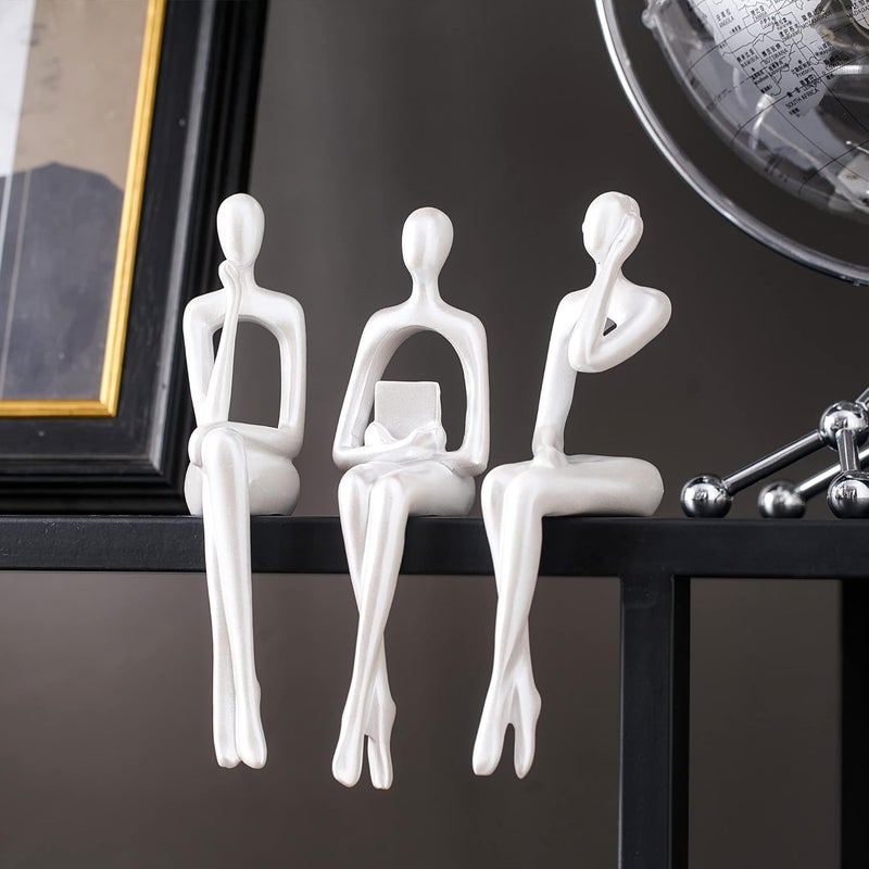 XINXUAN White Abstract Resin Sculpture Ornament - Modern Art Figurine Home Decor Accent for Office, Bookshelf, TV Stand, Table - Living Room Decorations - Image 3