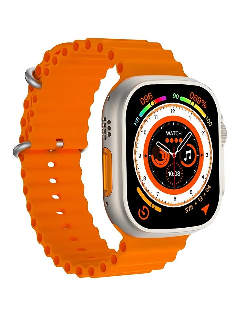 T800 Ultra Smart Watch for Men & Women - Fitness Activity, Heart Rate, Step Counter & Trackers - 1.99 infinite Display, Bluetooth with Android & iOS Compatible (Orange)