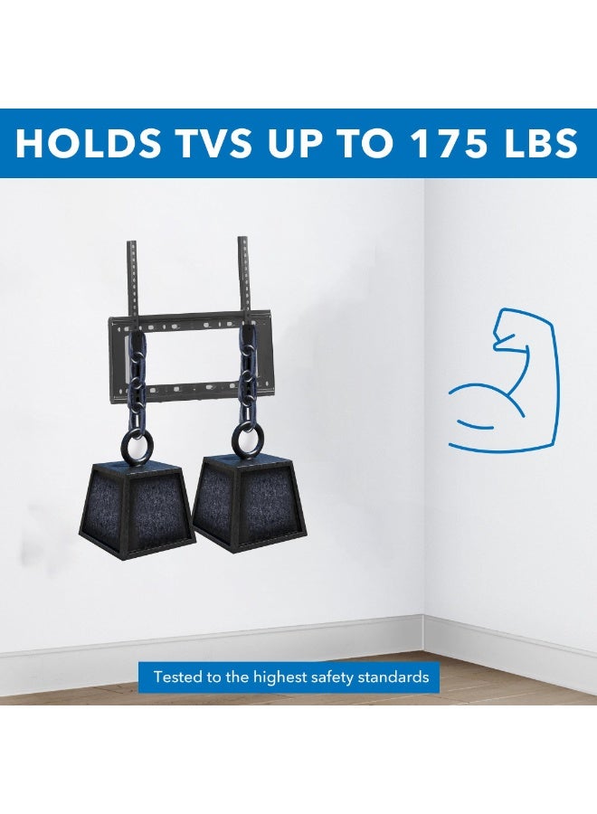 أزتك حامل جدار تلفاز ثابت متين للشاشات من 32 إلى 85 إنش (LED، LCD، OLED) بحد أقصى VESA 600x400 وسعة تحميل 75 كجم، تصميم منخفض البروفايل ونحيف، هيكل فولاذي متين (أسود) - Image 4