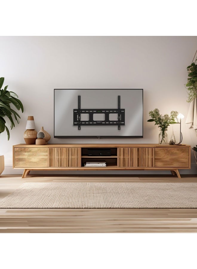 أزتك حامل جدار تلفاز ثابت متين للشاشات من 32 إلى 85 إنش (LED، LCD، OLED) بحد أقصى VESA 600x400 وسعة تحميل 75 كجم، تصميم منخفض البروفايل ونحيف، هيكل فولاذي متين (أسود) - Image 2