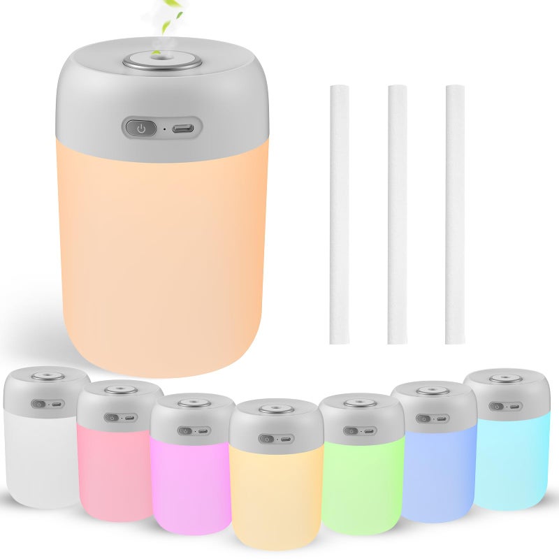 BAMCOO Portable Small Humidifier, 650ml Colorful Mini Humidifier for Bedroom, Office Desktop, Baby Room, Plants, Cool Mist Humidifiers(Light Gray) - Image 1