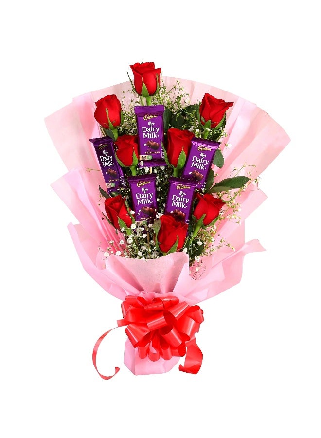 Carmel Flowers باقة شوكولاتة مع ورود