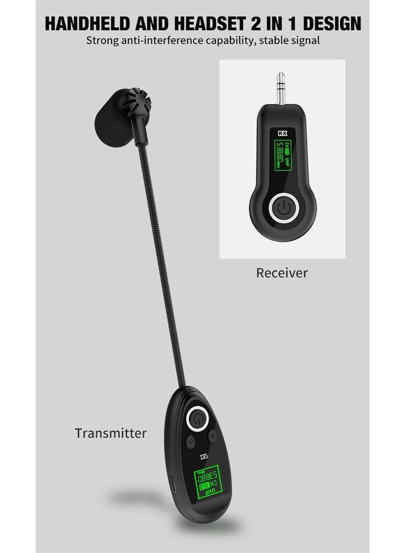 نظام ميكروفون سماعة رأس لاسلكي مزدوج 2.4G من ZFSZ، طقم ميكروفون محمول 1 إلى 2 مع مستقبل قابل لإعادة الشحن وشاشة، ومحول 6.35 ملم إلى 3.5 ملم، تشغيل فوري - Image 3
