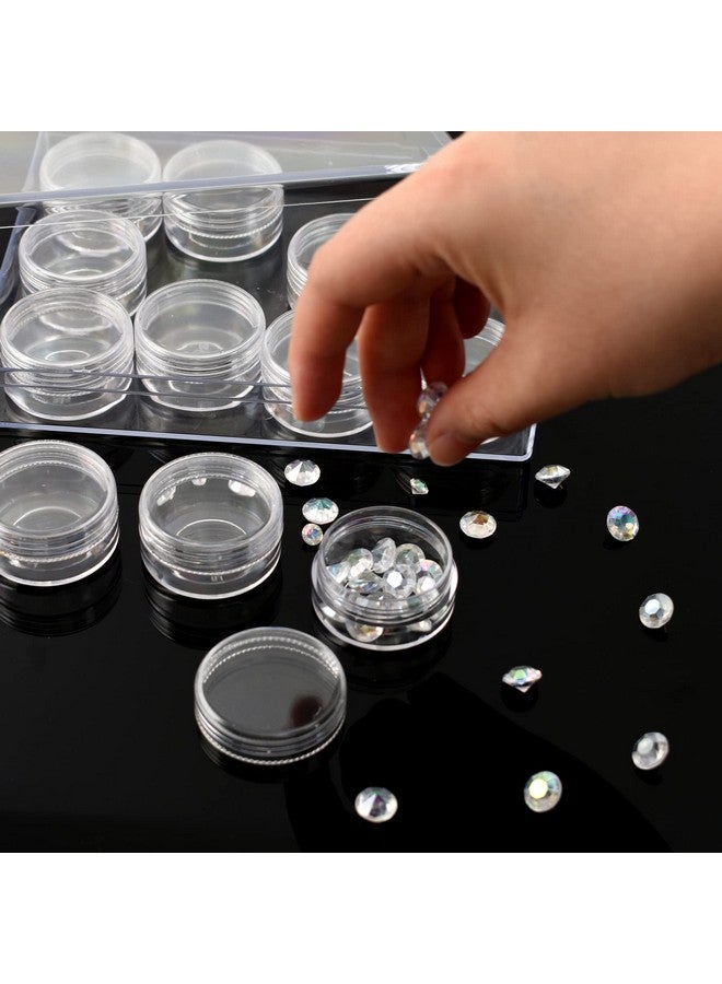 VIOCIWUO Clear Plastic Bead Storage Containers Round 12 Grids Transparent Organizer Jars For Diamond Pigments Glitters Cosmetics Sample Jar (2 Pack) - Image 3