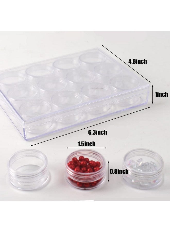 VIOCIWUO Clear Plastic Bead Storage Containers Round 12 Grids Transparent Organizer Jars For Diamond Pigments Glitters Cosmetics Sample Jar (2 Pack) - Image 2