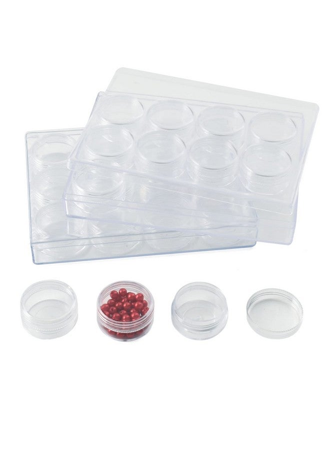 VIOCIWUO Clear Plastic Bead Storage Containers Round 12 Grids Transparent Organizer Jars For Diamond Pigments Glitters Cosmetics Sample Jar (2 Pack) - Image 1